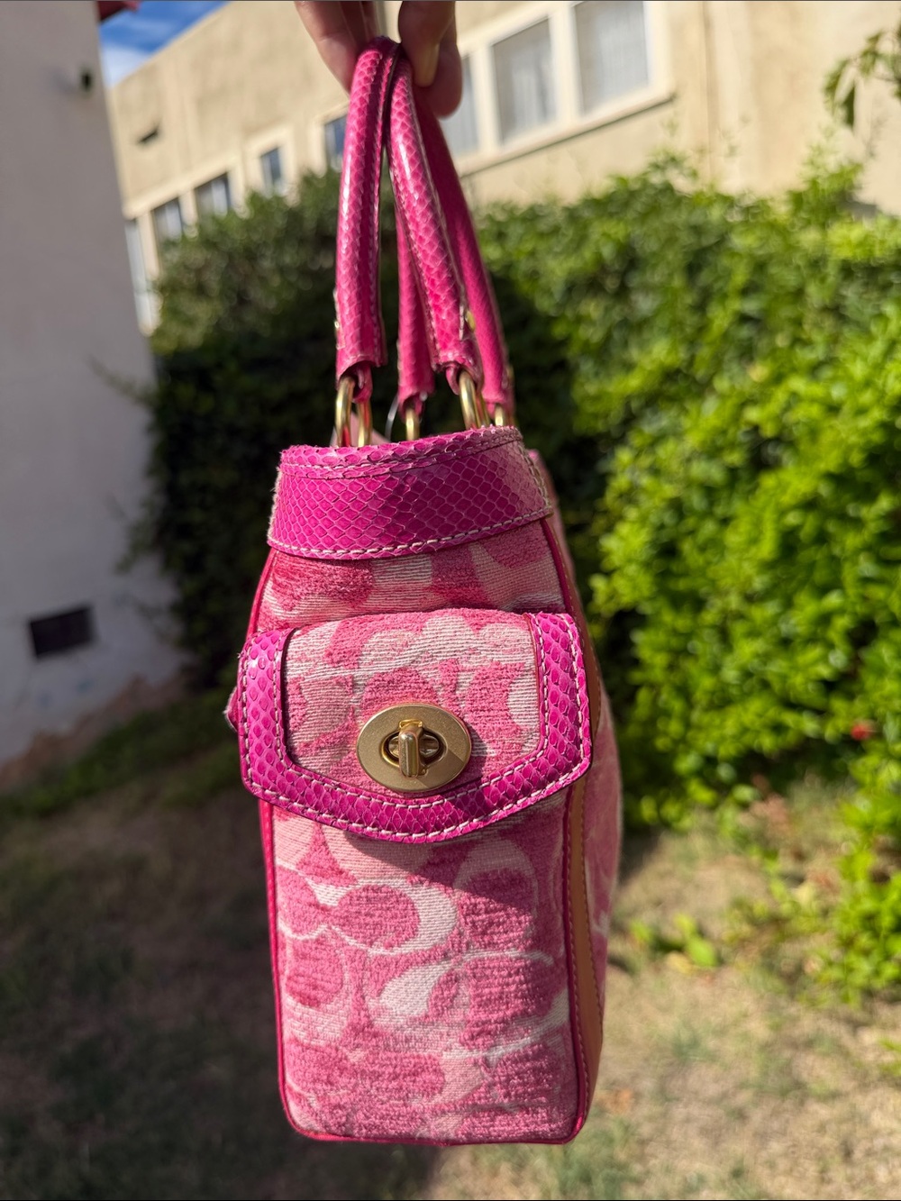 Vintage Coach 8F52 Pink Chenille Python Butterfly Tote NWT Y2K Rare - Picture 5 of 17